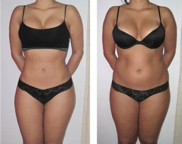 Transformation of a woman's figure after a drinking diet