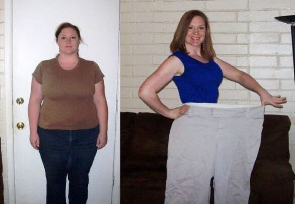 Woman before and after a drinking diet