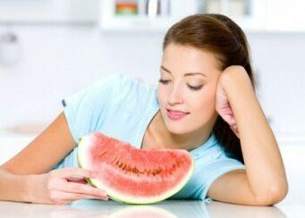 A girl follows a watermelon diet to combat obesity. 